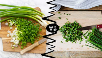 Here are the differences between green onions or scallions (left) and chives (right).