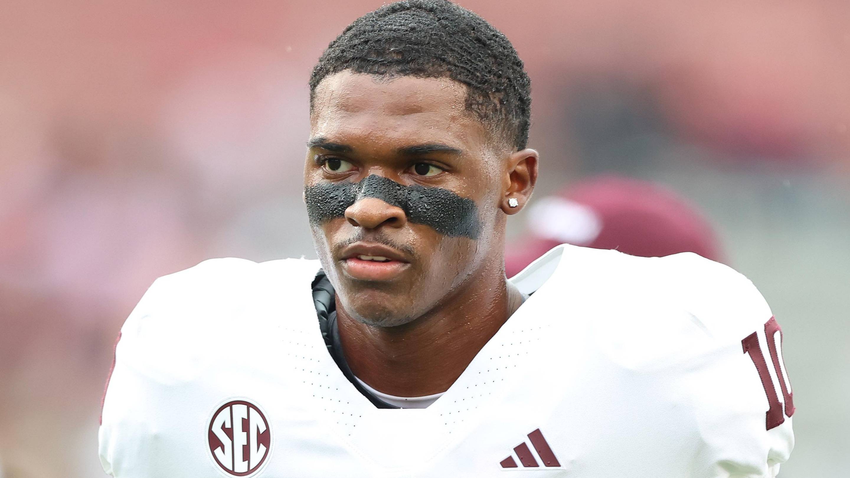 Texas A&M Aggies quarterback Marcel Reed (10) prior to the game against the Arkansas Razorbacks at Donald W. Reynolds Razorback Stadium.