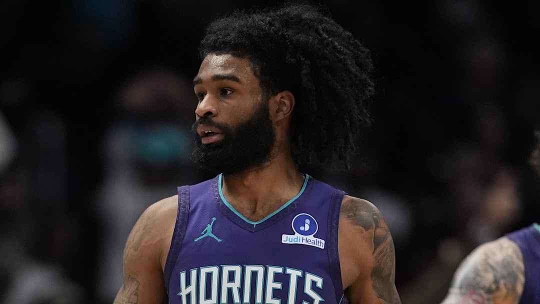 Charlotte Hornets guard Coby White (3) comes off the floor during the second half 