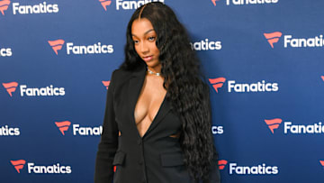 Angel Reese attends the 2025 Fanatics Super Bowl Party in New Orleans. 