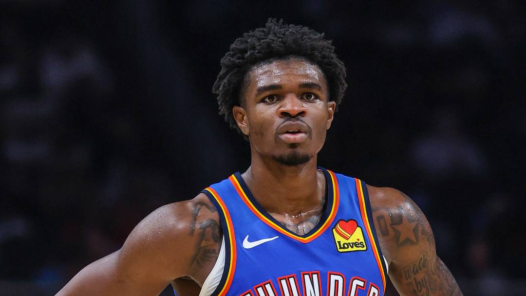 Oct 12, 2026; Atlanta, Georgia, USA;  Oklahoma City Thunder guard Otega Oweh (13) during the second quarter against the Atlanta Hawks at State Farm Arena.  Mandatory Credit: Jordan Godfree-Imagn Images