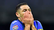 El jugador Pablo Aguilar en un partido con Cruz Azul.