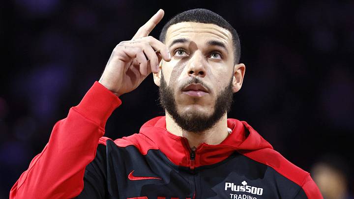 Oct 16, 2024; Chicago, Illinois, USA; Chicago Bulls guard Lonzo Ball (2) reacts before a game against the Minnesota Timberwolves at United Center. Mandatory Credit: Kamil Krzaczynski-Imagn Images