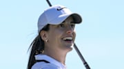 Nov. 12, 2025; Belleair, Florida, USA; Indiana Fever guard Caitlin Clark (22) plays in the Annika Pro-Am golf tournament at Pelican Golf Club.