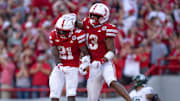 Nebraska Cornhuskers running back Emmett Johnson and wide receiver Nyziah Hunter.