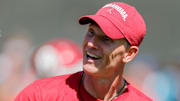 Head coach Brent Venables runs an Oklahoma football practice.