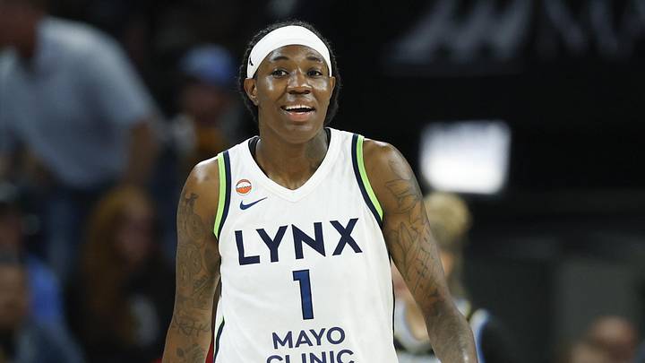 May 23, 2026; Chicago, Illinois, USA; Minnesota Lynx forward Natasha Howard (1) smiles during the second half of a WNBA game against the Chicago Sky at Wintrust Arena. Mandatory Credit: Kamil Krzaczynski-Imagn Images