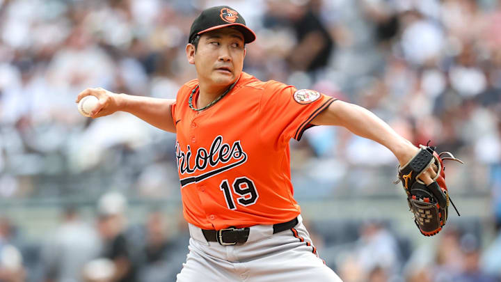 Baltimore Orioles starting pitcher Tomoyuki Sugano.