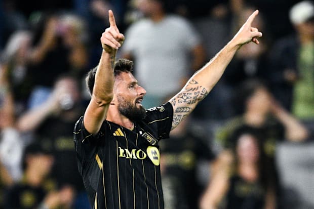 Olivier Giroud celebrating for LAFC.