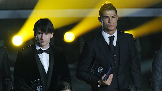Messi and Ronaldo at the 2010 Ballon d'Or ceremony.