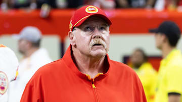 Feb 9, 2025; New Orleans, LA, USA;  Kansas City Chiefs head coach Andy Reid against the Philadelphia Eagles in Super Bowl LIX at Ceasars Superdome. Mandatory Credit: Mark J. Rebilas-Imagn Images