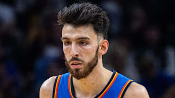 Oct 23, 2025; Indianapolis, Indiana, USA;  Oklahoma City Thunder center Chet Holmgren (7) in the first half against the Indiana Pacers at Gainbridge Fieldhouse. Mandatory Credit: Trevor Ruszkowski-Imagn Images