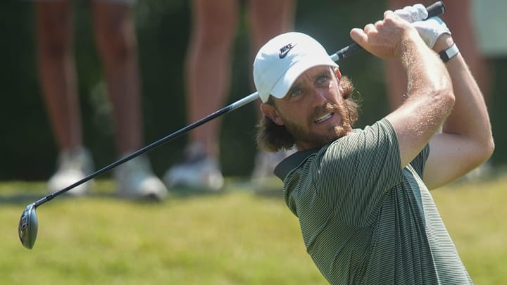Tommy Fleetwood tees off on the second hole during the third round of the FedEx St. Jude Championship at TPC Southwind