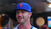 Aug 19, 2024; New York City, New York, USA;  New York Mets first baseman Pete Alonso (20) prior to the game against the Baltimore Orioles at Citi Field. Mandatory Credit: Gregory Fisher-Imagn Images