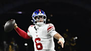 Jaxson Dart and the New York Giants are favored against the Washington Commanders on Sunday.