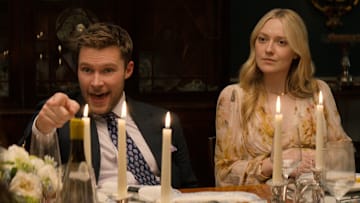 The Perfect Couple. (L to R) Jack Reynor as Thomas Winbury, Dakota Fanning as Abby Winbury in episode 103 of The Perfect Couple. Cr. Courtesy of Netflix © 2024