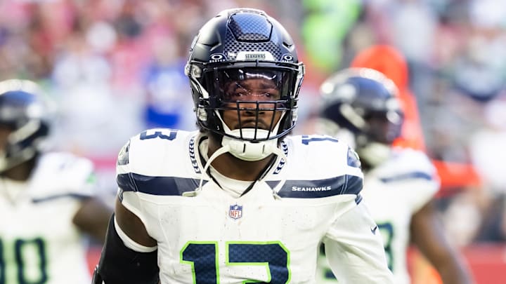 Dec 8, 2024; Glendale, Arizona, USA; Seattle Seahawks linebacker Ernest Jones IV (13) against the Arizona Cardinals at State Farm Stadium. Mandatory Credit: Mark J. Rebilas-Imagn Images Dec 8, 2024; Glendale, Arizona, USA; Seattle Seahawks linebacker Ernest Jones IV (13) against the Arizona Cardinals at State Farm Stadium. Mandatory Credit: Mark J. Rebilas-Imagn Images