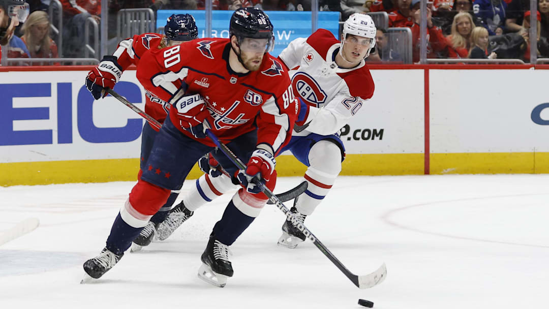 Pierre-Luc Dubois, Washington Capitals Mandatory Credit: Geoff Burke-Imagn Images