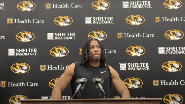 Missouri Tigers wide receiver Joshua Manning speaks to reporters after Missouri's spring game.