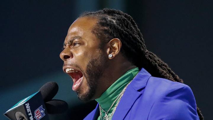 Former Seattle Seahawks cornerback Richard Sherman hypes up the crowd