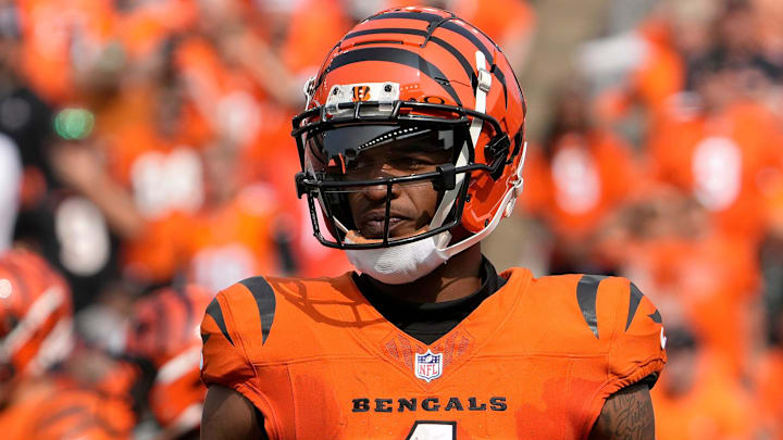 Cincinnati Bengals wide receiver Ja'Marr Chase (1) takes the field at Paycor Stadium Sunday, September 8, 2024. The Patriots beat the Bengals 16-10.