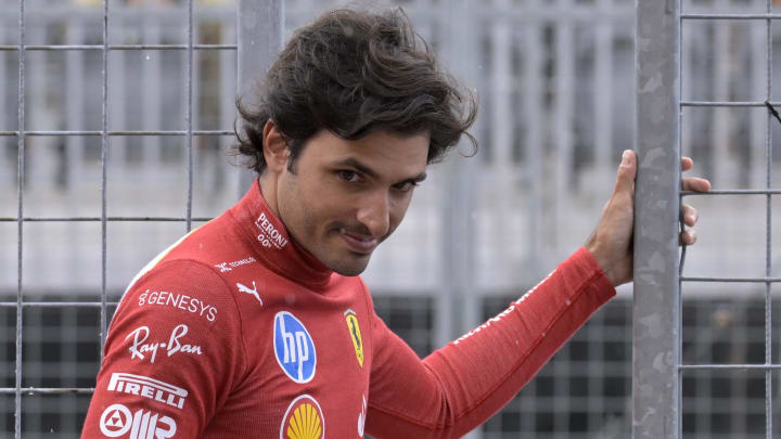 Jun 7, 2024; Montreal, Quebec, CAN; Ferrari driver driver Carlos Sainz (ESP) in the pit lane during the practice session at Circuit Gilles Villeneuve. Mandatory Credit: Eric Bolte-USA TODAY Sports