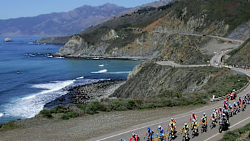 People riding bikes down the Pacific Coast Highway