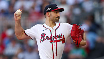 Jun 19, 2025; Atlanta, Georgia, USA; Atlanta Braves starting pitcher Spencer Strider (99) throws against the New York Mets in the first inning at Truist Park. Mandatory Credit: Brett Davis-Imagn Images