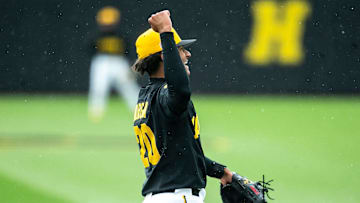 Iowa pitcher Marcus Morgan reacts during a NCAA Big Ten Conference baseball game against Nebraska, Saturday, April 22, 2023, at Duane Banks Field in Iowa City, Iowa.

230422 Nebraska Iowa B 038 Jpg
