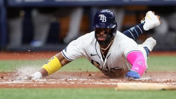 Tampa Bay Rays first baseman Yandy Diaz scores a run against the New York Yankees at Tropicana Field.