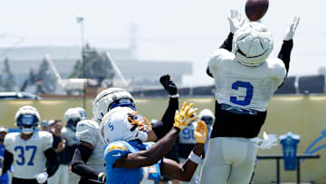 Los Angeles Rams & Los Angeles Chargers Joint Practice, Byron Young, Joshua Palmer