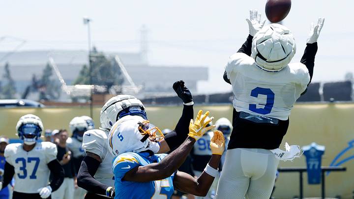 Los Angeles Rams & Los Angeles Chargers Joint Practice, Byron Young, Joshua Palmer