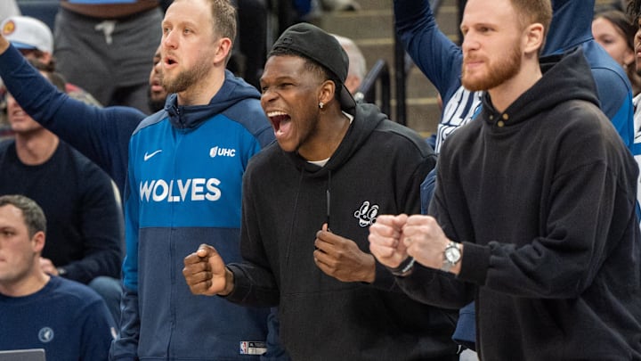 Joe Ingles, Anthony Edwards, Donte DiVincenzo, Minnesota Timberwolves