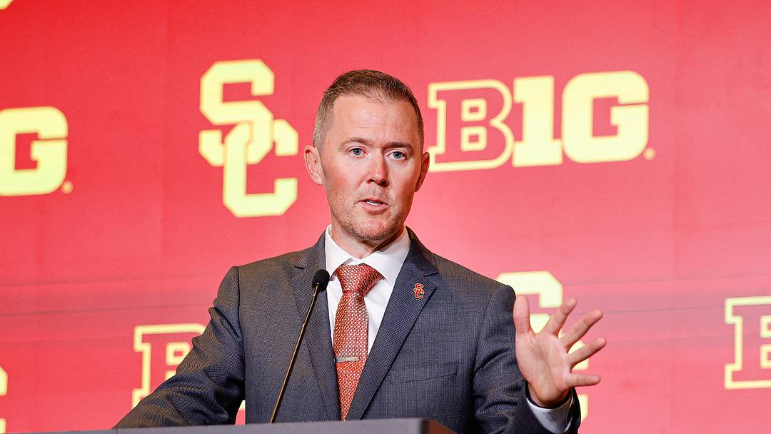 Jul 28, 2026; Chicago, IL, USA; USC Football head coach Lincoln Riley speaks during Media Days at Hilton Chicago. Mandatory Credit: Kamil Krzaczynski-Imagn Images