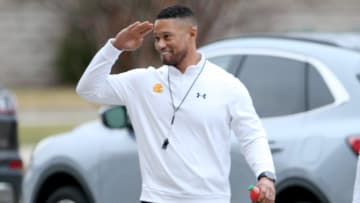 Notre Dame Head Coach Marcus Freeman at Notre Dame spring football practice Thursday, March 7, 2024, at the Irish Athletics Center in South Bend.