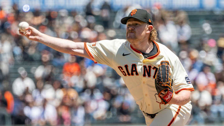 San Francisco Giants pitcher Logan Webb (62) throws against the Cleveland Guardians at Oracle Park. San Francisco Giants pitcher Logan Webb (62) throws against the Cleveland Guardians at Oracle Park.