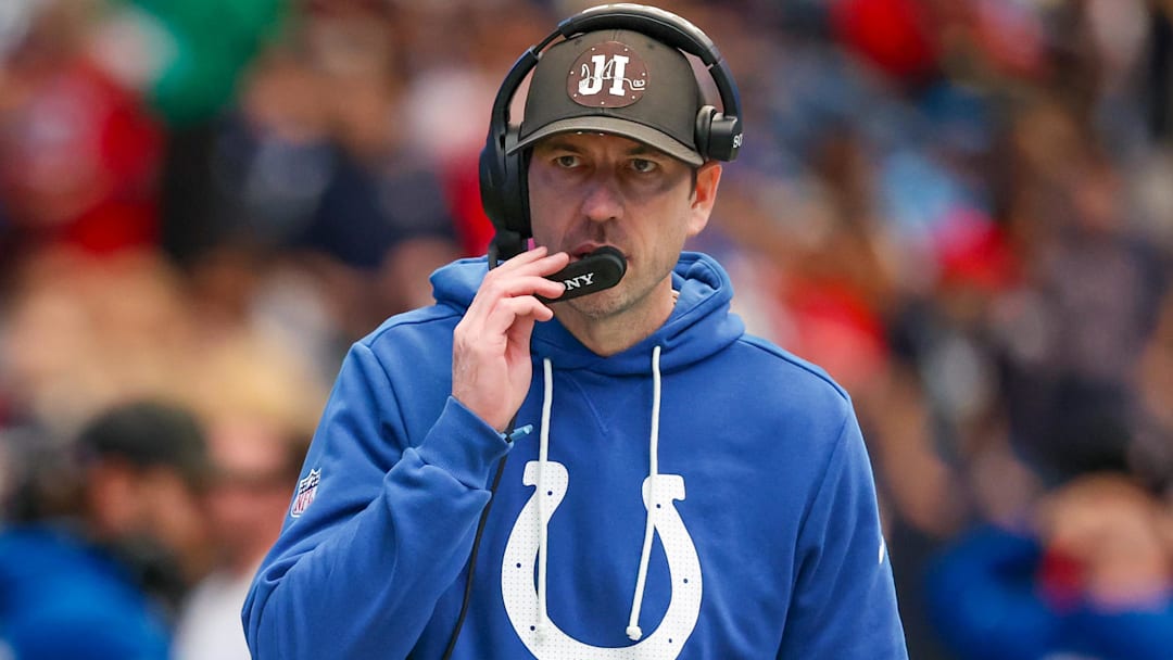 Jan 4, 2026; Houston, Texas, USA;  Indianapolis Colts head coach Shane Steichen walks the sidelines in the first quarter as the Colts played  against the Houston Texans at NRG Stadium. 