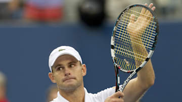 Andy Roddick waves to the crowd after his match against Juan Martin Del Potro on day 10 of the 2012 US Open at Billie Jean King National Tennis Center.  Del Potro won 6-7, 7-6, 6-2, 6-4 on Sept. 5, 2012.