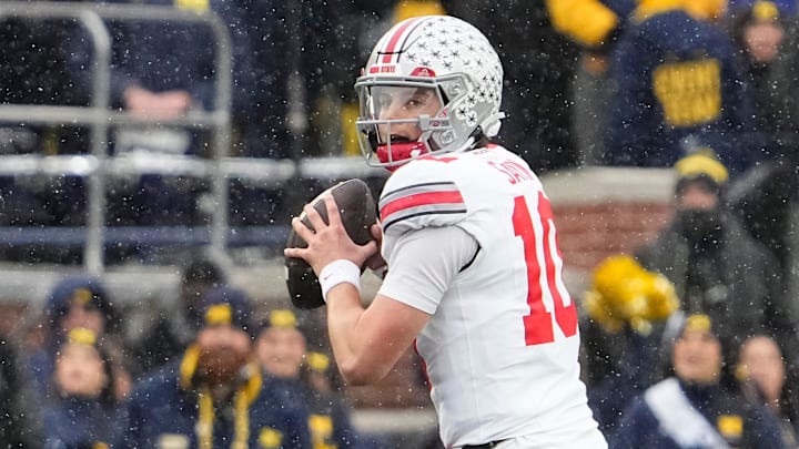 Julian Sayin and Ohio State are favored against Indiana on Saturday. Julian Sayin and Ohio State are favored against Indiana on Saturday.