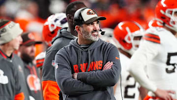 Dec 2, 2024; Denver, Colorado, USA; Cleveland Browns head coach Kevin Stefanski during the second quarter against the Denver Broncos at Empower Field at Mile High. Mandatory Credit: Ron Chenoy-Imagn Images