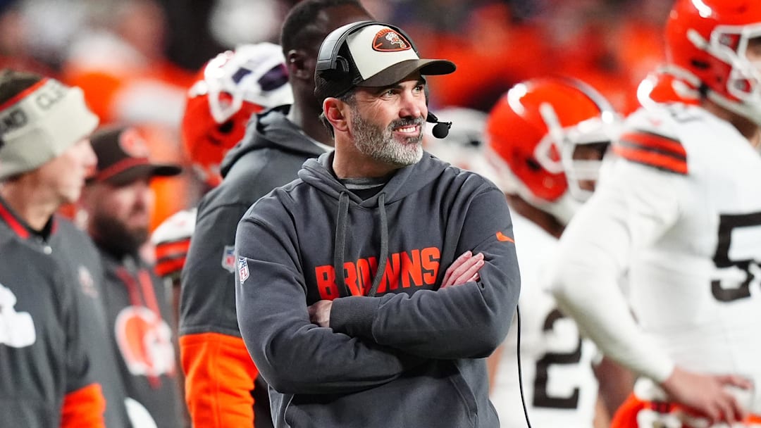 Dec 2, 2024; Denver, Colorado, USA; Cleveland Browns head coach Kevin Stefanski during the second quarter against the Denver Broncos at Empower Field at Mile High. Mandatory Credit: Ron Chenoy-Imagn Images