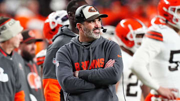Dec 2, 2024; Denver, Colorado, USA; Cleveland Browns head coach Kevin Stefanski during the second quarter against the Denver Broncos at Empower Field at Mile High. Mandatory Credit: Ron Chenoy-Imagn Images