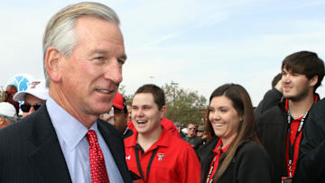 Nov 3, 2012; Lubbock, TX, USA; Texas Tech Red Raiders head coach Tommy Tuberville before the game with the Texas Longhorns at Jones AT&T Stadium. Mandatory Credit: Michael C. Johnson-Imagn Images
