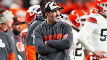 Dec 2, 2024; Denver, Colorado, USA; Cleveland Browns head coach Kevin Stefanski during the second quarter against the Denver Broncos at Empower Field at Mile High. Mandatory Credit: Ron Chenoy-Imagn Images