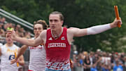 Arrowhead's Ryan Heiman crosses the line to win the Division 1 boys 4x200-meter relay with a state record time of 1:25.88 during the WIAA State Track and Field meet on Saturday, June 7, 2025 at Veterans Memorial Field in La Crosse, Wis.