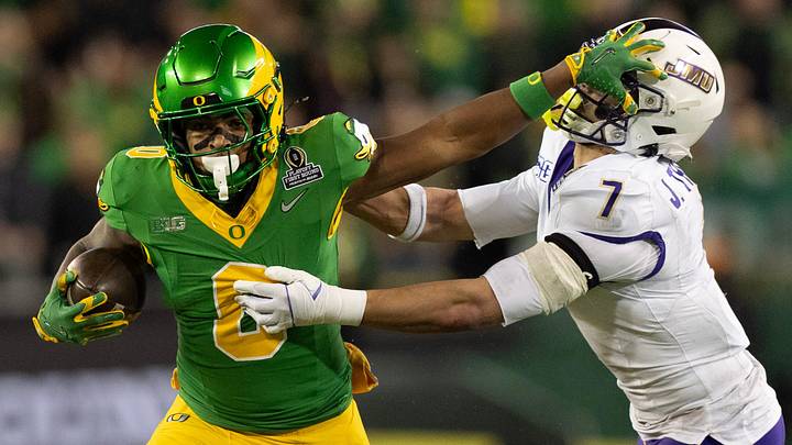Jordon Davison powered for 90 yards on 10 carries versus Jame Madison in the first round of the College Football Playoff. He's been a workhorse in his freshman season with 625 yards, 13 touchdowns.