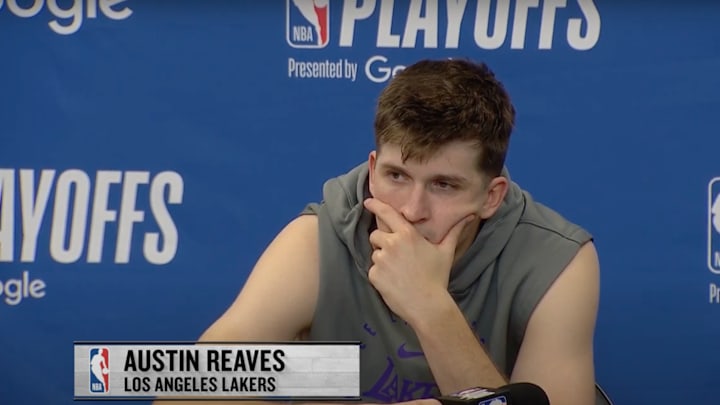 Los Angeles Lakers' Austin Reaves after L.A. lost to the Minnesota Timberwolves on April 30, 2025. Los Angeles Lakers' Austin Reaves after L.A. lost to the Minnesota Timberwolves on April 30, 2025.