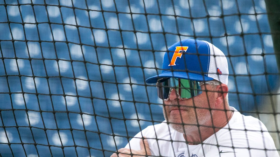 Gators Baseball head coach Kevin OÕSullivan watches his players take batting practice during Fall Ball, Wednesday, October 8, 2025, at at Condron Family Ballpark, in Gainesville, Florida. [Cyndi Chambers/ Gainesville Sun] 2025