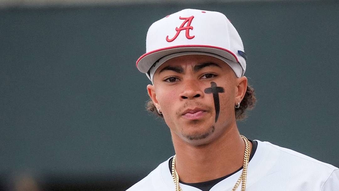 May 29, 2026; Tuscaloosa, AL, USA; Alabama shortstop Justin Lebron (1) warms up before the Tuscaloosa NCAA Regional baseball game between Alabama and Alabama State in Sewell-Thomas Stadium.