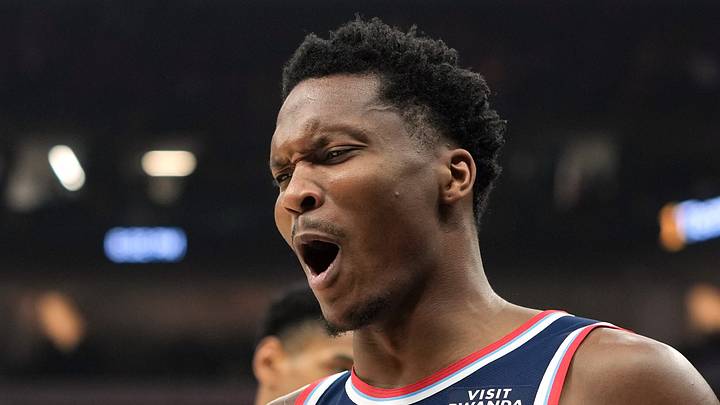 Apr 5, 2026; Sacramento, California, USA; LA Clippers guard Bennedict Mathurin (9) reacts after a foul call during the first quarter against the Sacramento Kings at Golden 1 Center. Mandatory Credit: Darren Yamashita-Imagn Images